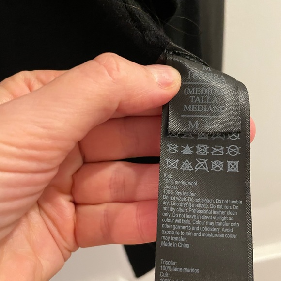 All Saints open cardigan with leather sleeves - Picture 7 of 7